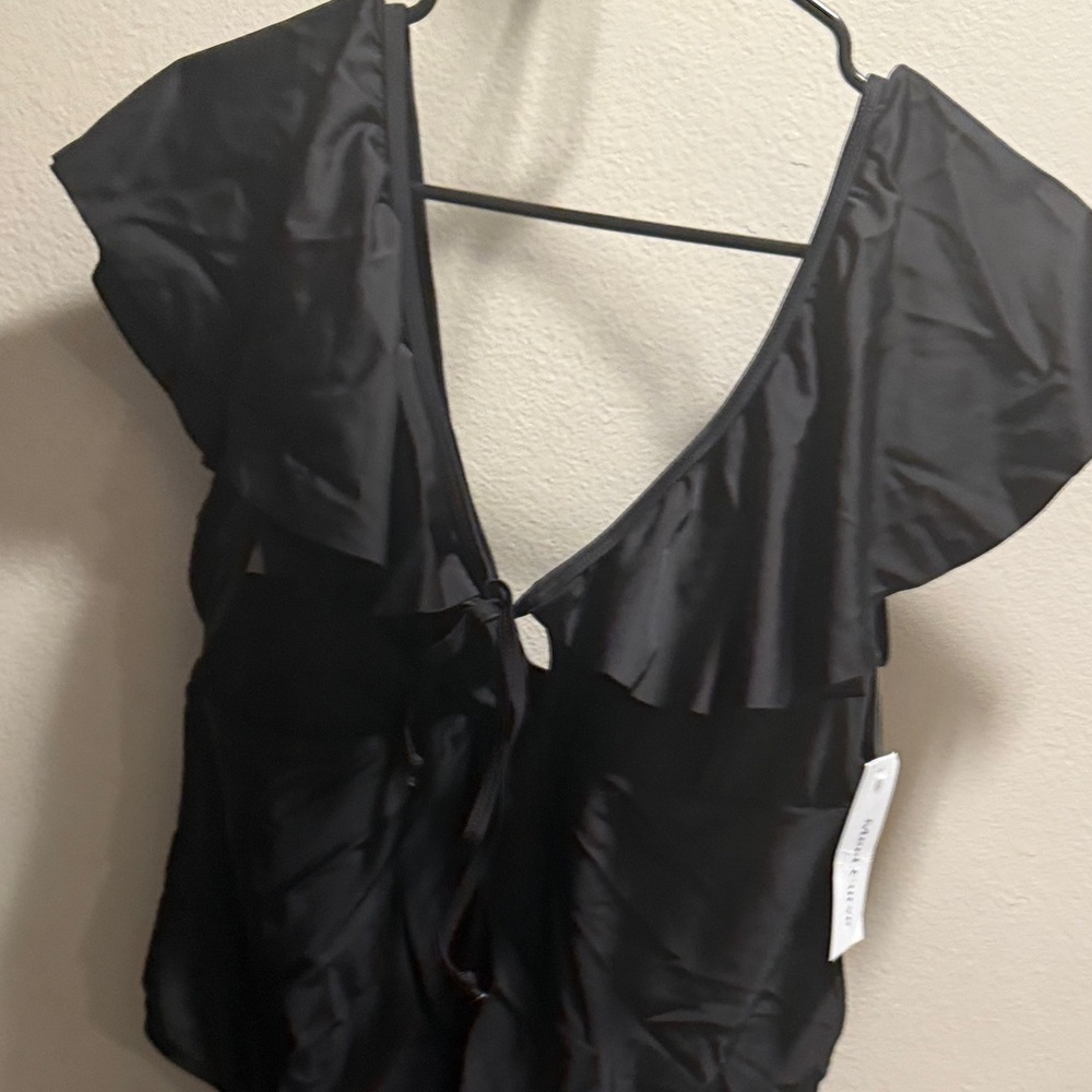 Elegant Black Ruffled One-Piece Swimsuit